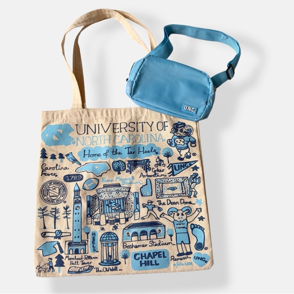 UNC Chapel Hill Tote + Waist Fanny Pack Bag Set Collegiate Spirit, Campus Icons - Picture 2 of 15
